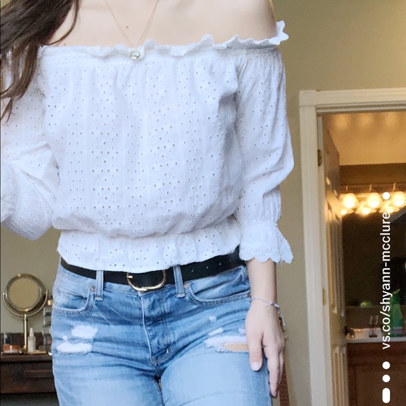 Off the shoulder white lace top - Picture 1 of 3